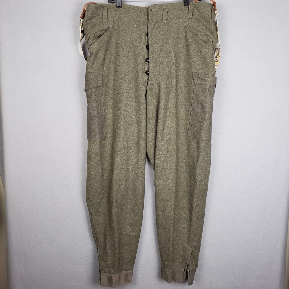 Vintage‎ Wool Military Winter Pants Army Green With Suspenders Men's Size 40x34